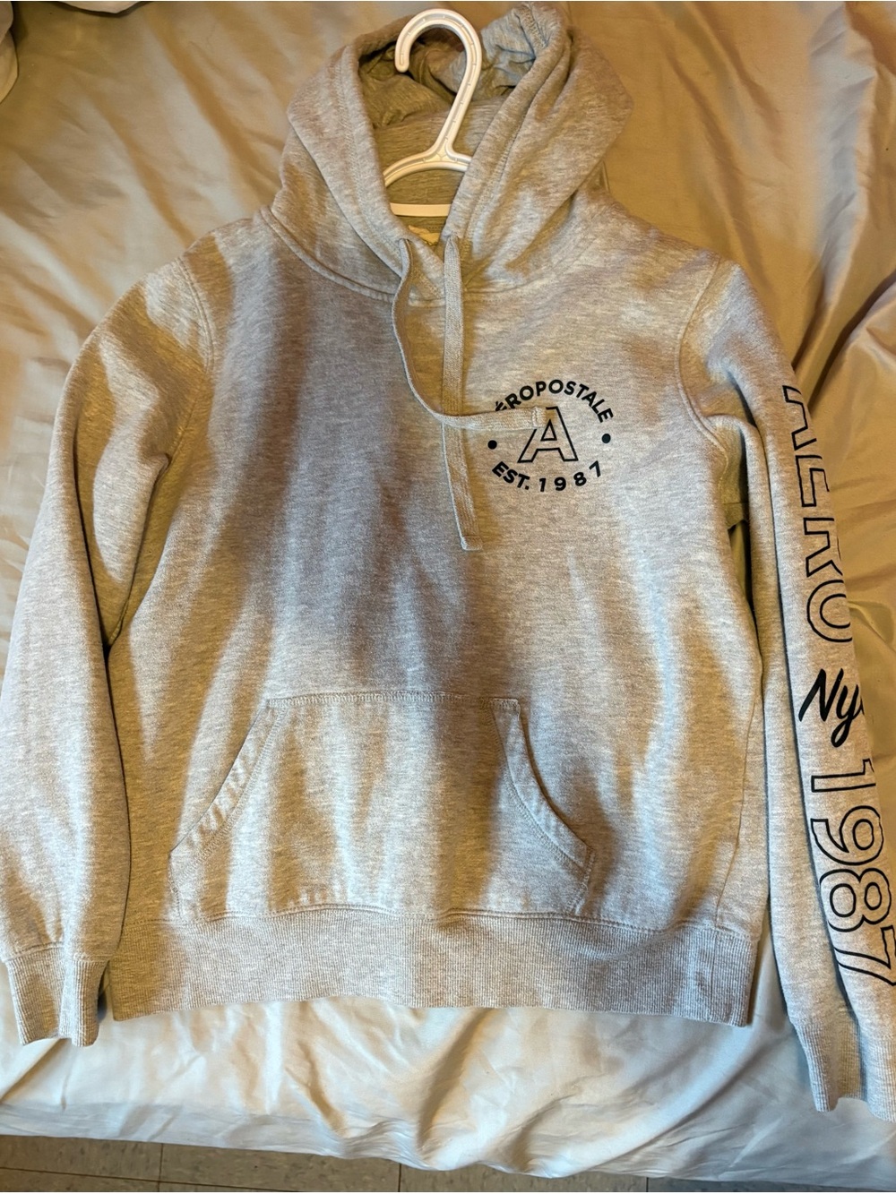 Aeropostale Light Gray Crewneck Hoodie with Black Logo
